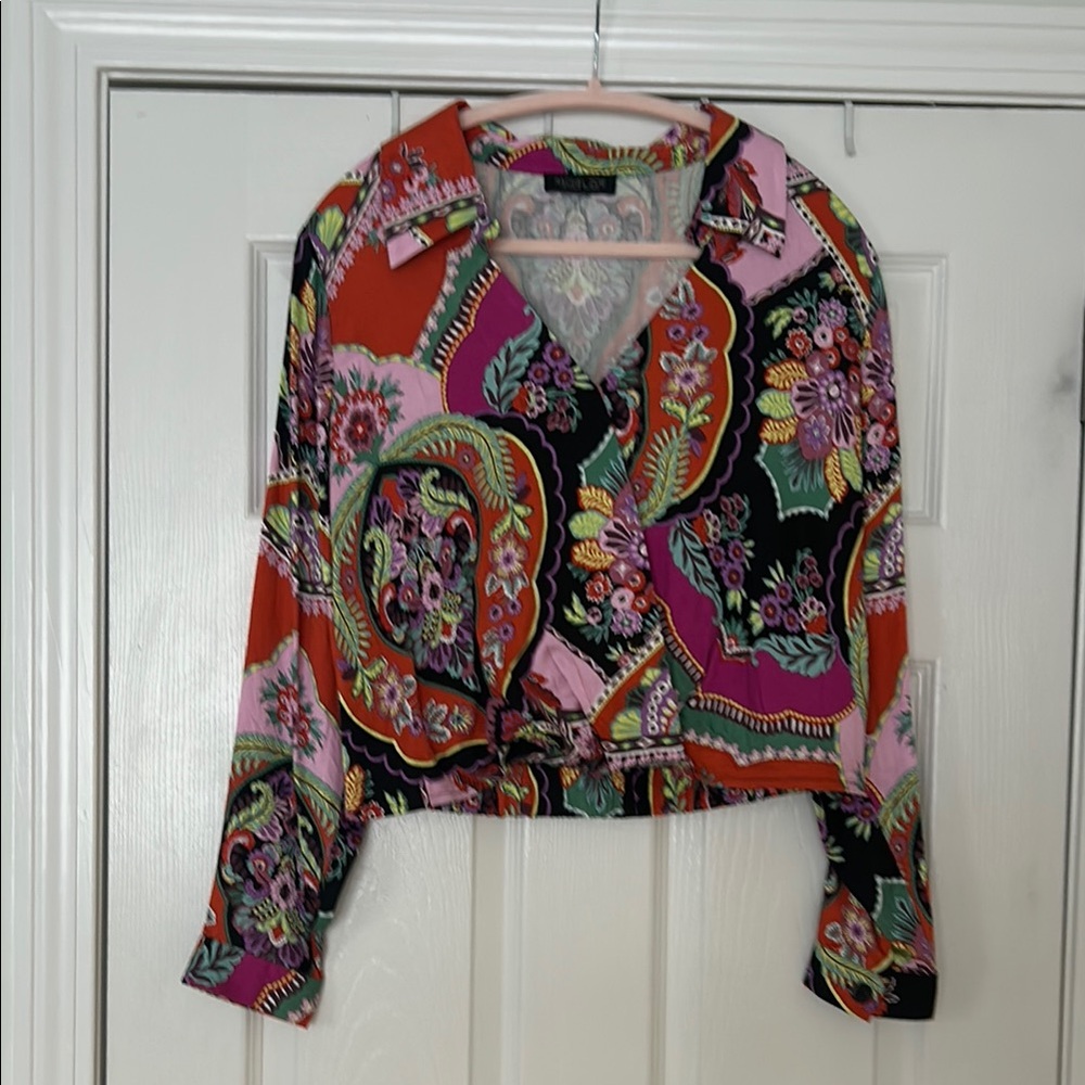Rachel Zoe Colorful Floral Blouse size small